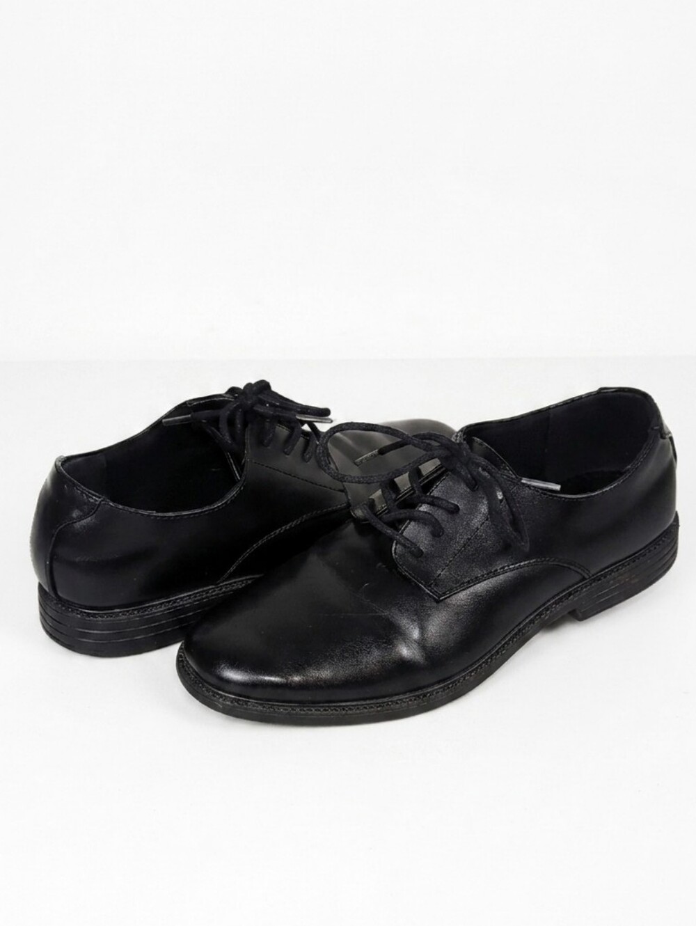 Hunters Bay Boys Dress Shoes Size 6 Black Faux Leather Oxfords Formal Graduation